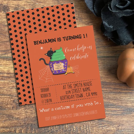 Kind Halloween verjaardags uitnodiging oranje