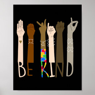 Kind Hand Gebarentaal Asl Puzzel Autisme Awarenes Poster