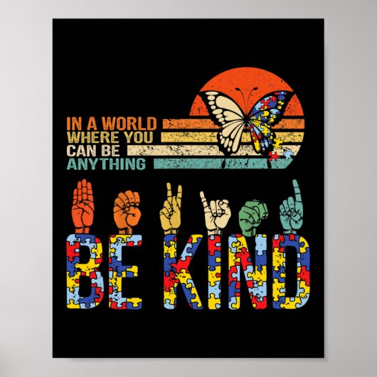 Kind Hand Gebarentaal Asl Puzzel Autisme Awarenes Poster (Voorkant)
