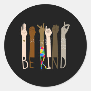 Kind Hand Gebarentaal Asl Puzzel Autisme Awarenes Ronde Sticker