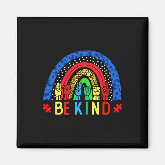 Kind Hand Gebarentaal Puzzel Autisme als Bewustzij Magneet (Voorkant)