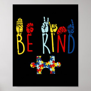 Kind Hand Gebarentaal Puzzel Autisme als Bewustzij Poster