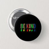Kind Hand Gebarentaal Puzzel Autisme als Bewustzij Ronde Button 5,7 Cm (Voorkant /achterkant)