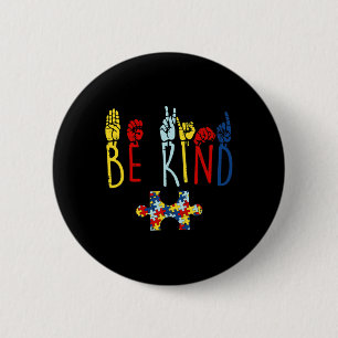 Kind Hand Gebarentaal Puzzel Autisme als Bewustzij Ronde Button 5,7 Cm