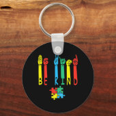 Kind Hand Gebarentaal Puzzel Autisme als Bewustzij Sleutelhanger (Voorkant)