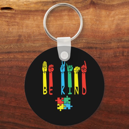 Kind Hand Gebarentaal Puzzel Autisme als Bewustzij Sleutelhanger (Voorkant)