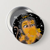 Kind Hanuman Knop Ronde Button 7,6 Cm (Voorkant /achterkant)