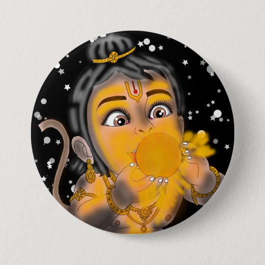 Kind Hanuman Knop Ronde Button 7,6 Cm (Voorkant)
