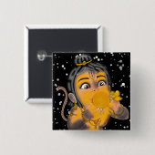 Kind Hanuman Knop Vierkante Button 5,1 Cm (Voorkant /achterkant)