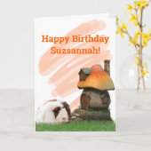 Kind Happy Birthday Guinee Pig Mushroom Kaart (Gele Bloem)
