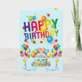 Kind Happy Birthday - Taart & Ballonnen Kaart (Voorkant)