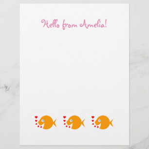Kind Happy Goldfish Cartoon Stationery