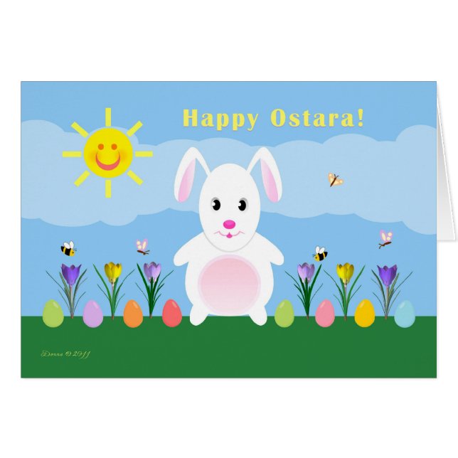 Kind - Happy Ostara - Bunny in de tuin (Voorkant Horizontaal)