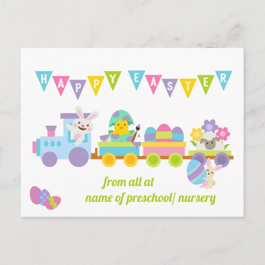 Kind Happy Paast Bunny Train Holiday Briefkaart (Voorkant)