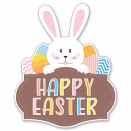 Kind Happy Paast Colorful Eggs & Bunny Sticker