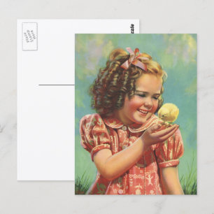 kind, Happy Smile, meisje met Baby bek Briefkaart