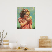  kind, Happy Smile, meisje met Baby bek Poster (Keuken)