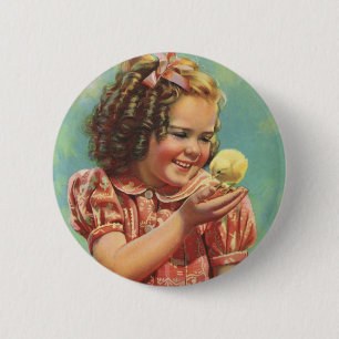 kind, Happy Smile, meisje met Baby bek Ronde Button 5,7 Cm