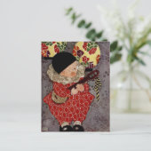 kind Harlequin, muzikant die Banjo speelt Briefkaart (Staand voorkant)