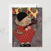 kind Harlequin, muzikant die Banjo speelt Briefkaart (Voorkant / Achterkant)