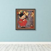 kind Harlequin, muzikant die Banjo speelt Canvas Afdruk (Insitu (Houten vloer))