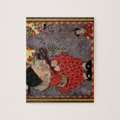 kind Harlequin, muzikant die Banjo speelt Legpuzzel (Verticaal)