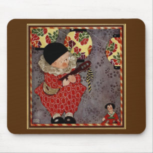 kind Harlequin, muzikant die Banjo speelt Muismat