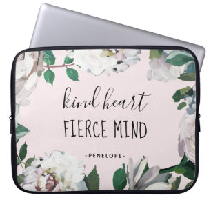 Kind Heart Fierce Mind Waterverf Floral Laptop Sleeve