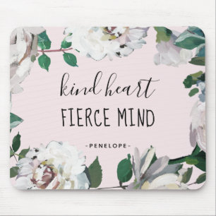 Kind Heart Fierce Mind Waterverf Floral Mousepad Muismat