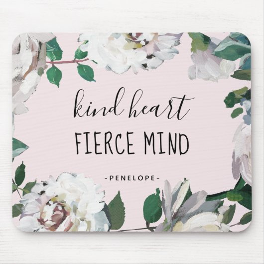 Kind Heart Fierce Mind Waterverf Floral Mousepad Muismat (Voorkant)