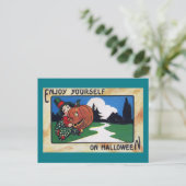 Kind Hefting Halloween Jack O'Lantern Briefkaart (Staand voorkant)