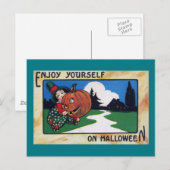Kind Hefting Halloween Jack O'Lantern Briefkaart (Voorkant / Achterkant)