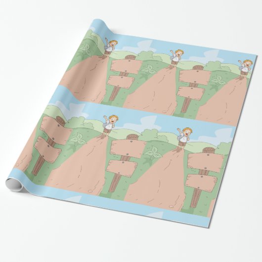 Kind Hiking Cadeaupapier (Uitgerold)