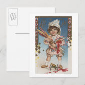 Kind Holding Fireworks en Rockets Briefkaart (Voorkant / Achterkant)