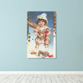 Kind Holding Fireworks en Rockets Canvas Afdruk (Insitu (Houten vloer))