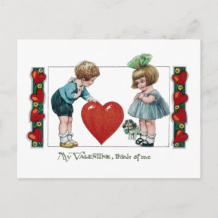 Kind, Hond en Groot Hart Vintage Valentijn Feestdagenkaart