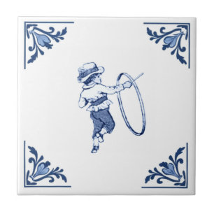 Kind hoopspeel kinderspeelgoed Delft hoek blauw &  Tegeltje