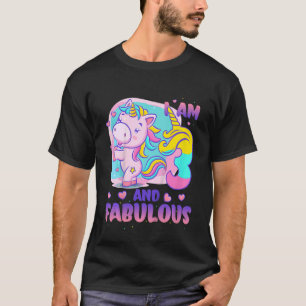 Kind I am 3 en Fabulous Pink Unicorn Girl 3rd B T-shirt