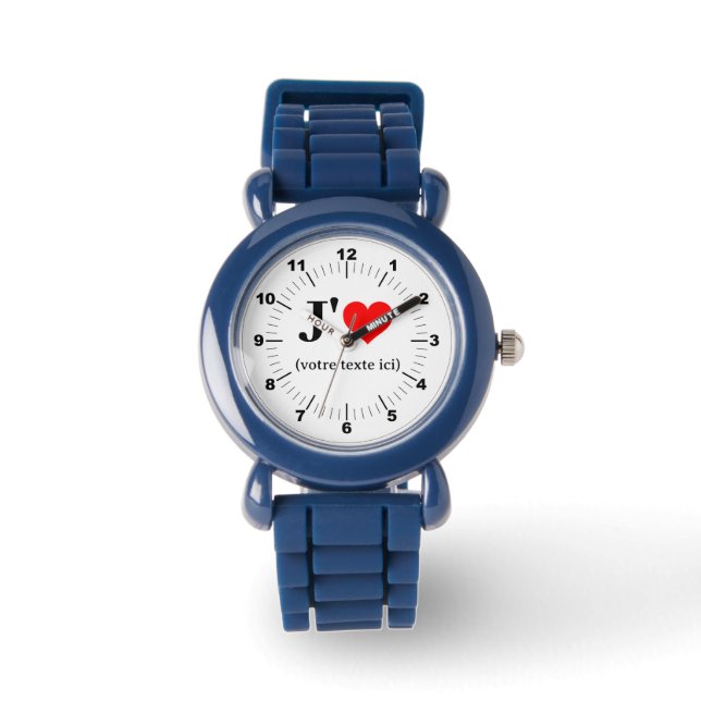 Kind I Heart Roestvrij staal Zwart Nummer Horloge (Voorkant)