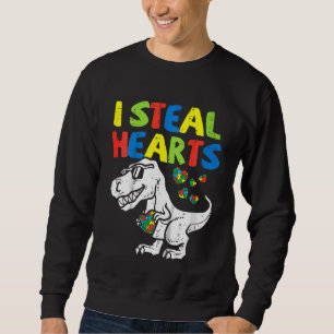 Kind I Steal Hearts Trex Dinosaur Toddler Autisme  Trui