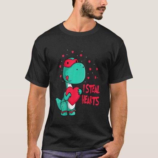 Kind I Steal Hearts Valentijnsdag Cute Dinosaur B T-shirt (Voorkant)