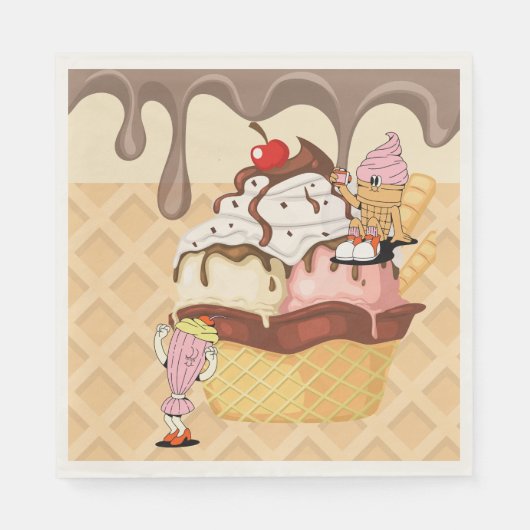 Kind Ice Cream Party Ice Cream Kegelfiguren Servet (Voorkant)