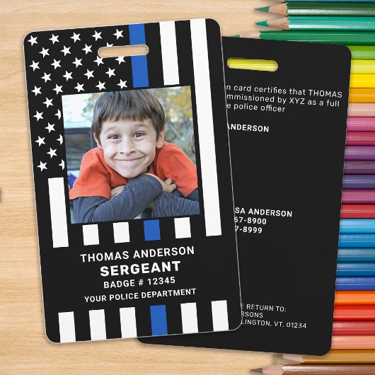 Kind-ID Aangepaste foto-politieagent Student Badge
