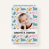 Kind ID Emergency Schattigee Honden Kinder Identif Badge (Voorkant)