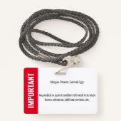 Kind ID Fotoidentificatie Noodhulp Allergie Badge (Achterkant met draagriem)