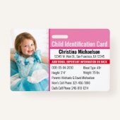 Kind ID Fotoidentificatie Noodhulp Allergie Badge (Voorkant)