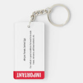 Kind ID Fotoidentificatie Noodhulp Allergie Sleutelhanger (achterkant)