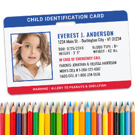 Kind ID Identificatie Noodsituatie Aangepaste foto Badge