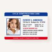 Kind ID Identificatie Noodsituatie Aangepaste foto Badge (Voorkant)