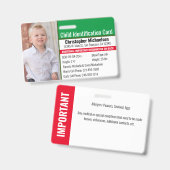 Kind-ID Noodallergie Fotoidentificatie Badge (Voor- en achterkant)